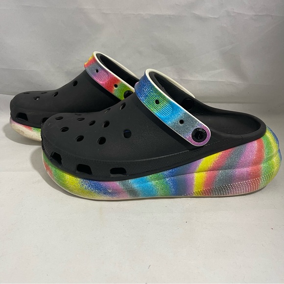 CROCS | Rainbow Wedge Platform Slip On Clog Size W10 M8 - Picture 8 of 10